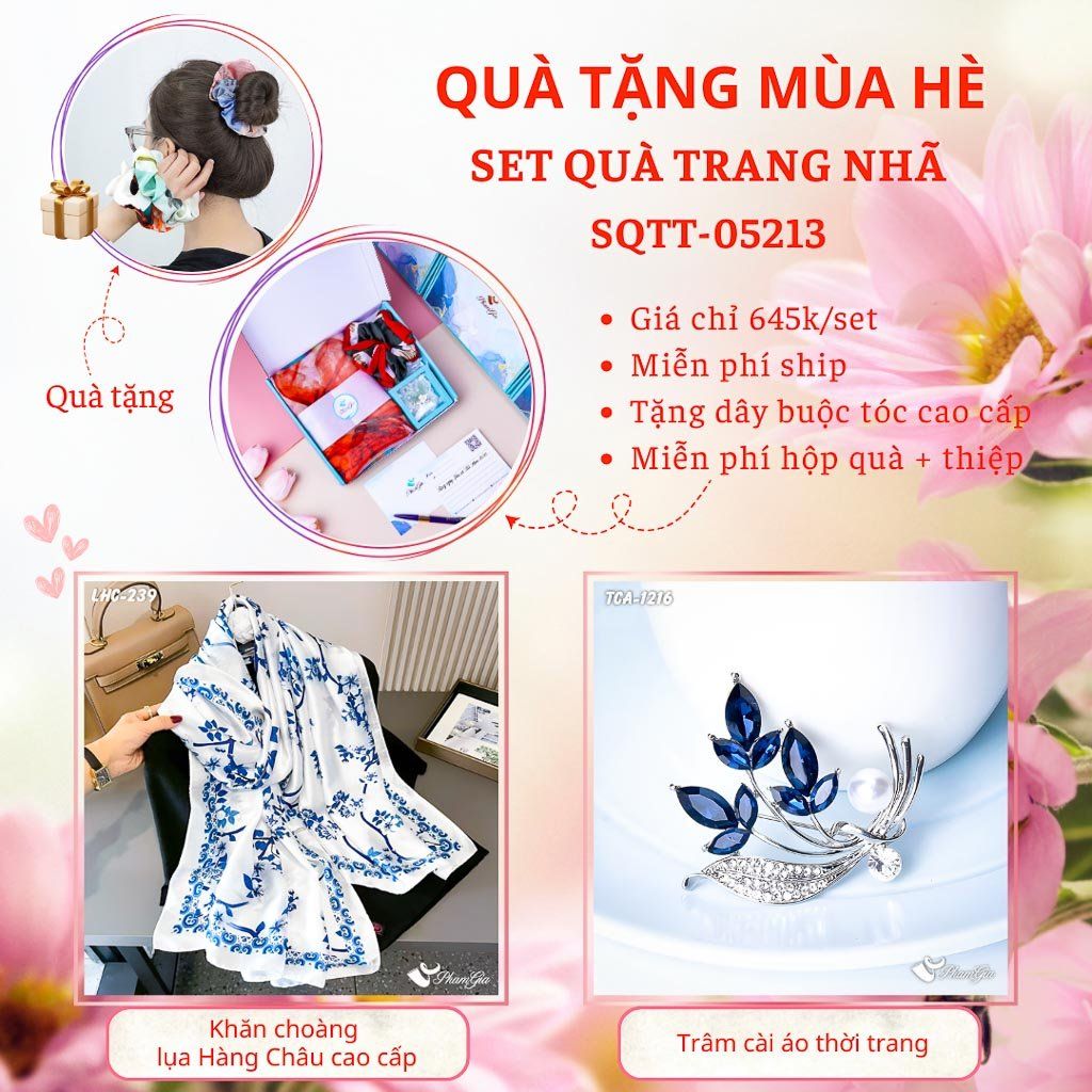Quà Tặng Mùa Hè - Set Quà Tặng Khăn Lụa Và Ghim Cài Áo Trang Nhã (SQTT05213)