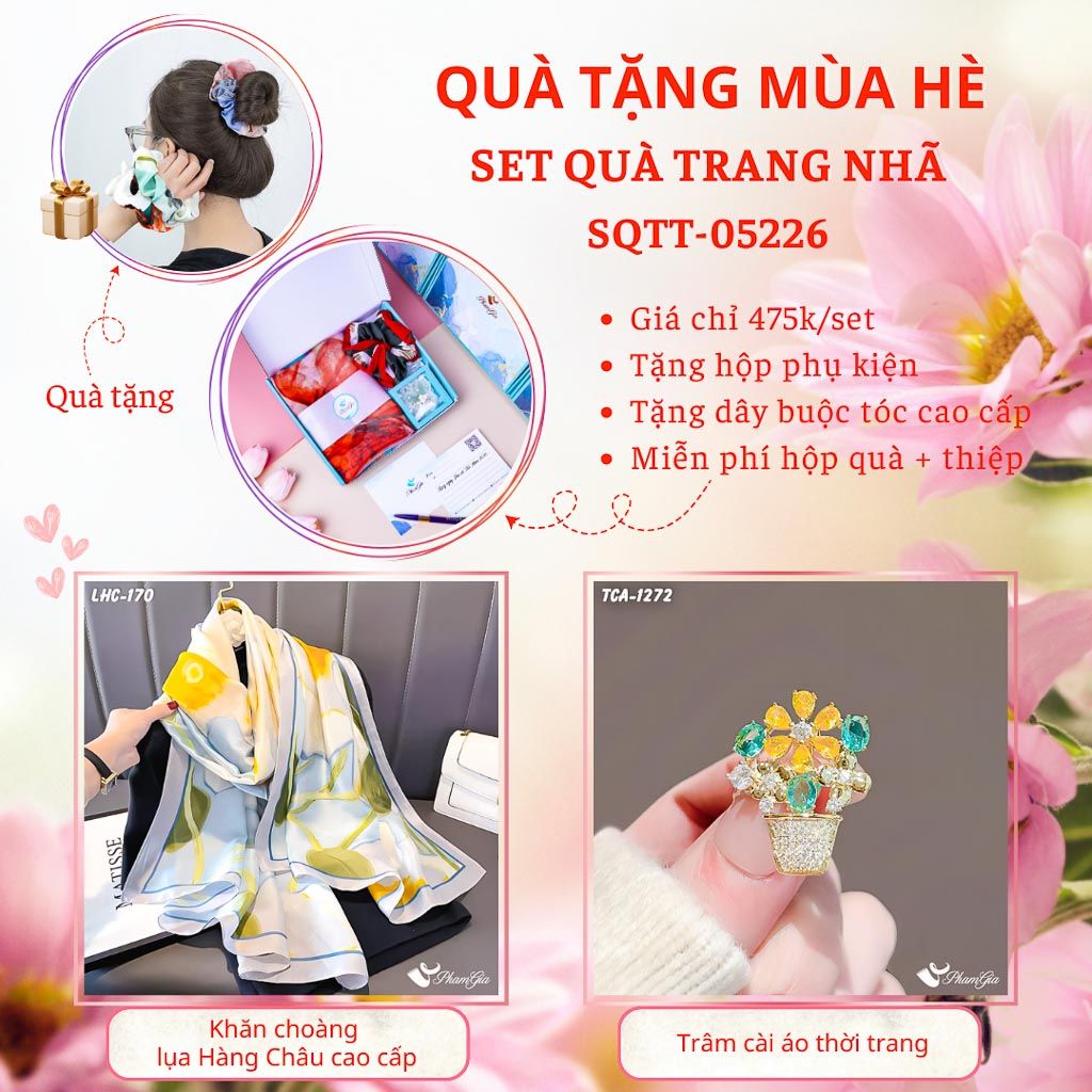 Quà Tặng Mùa Hè - Set Quà Tặng Khăn Lụa Và Ghim Cài Áo Trang Nhã (SQTT05226)