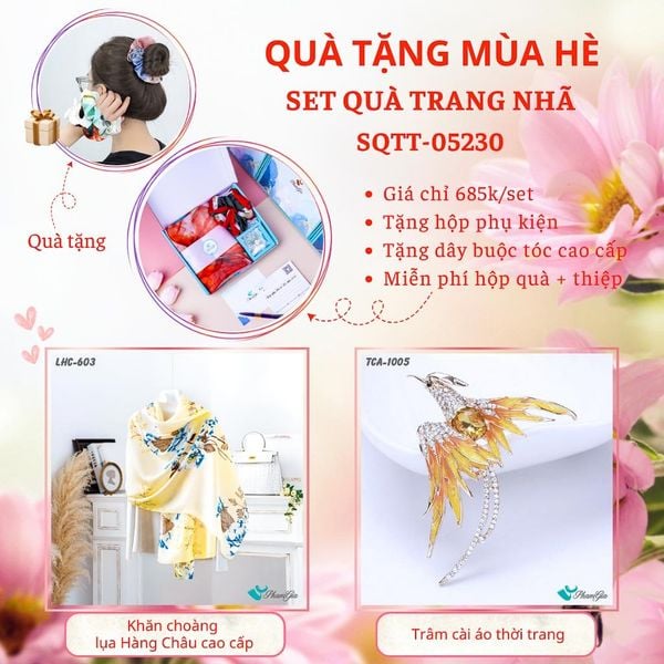 Quà Tặng Mùa Hè - Set Quà Tặng Khăn Lụa Và Ghim Cài Áo Trang Nhã (SQTT05230)