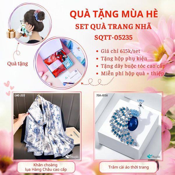 Quà Tặng Mùa Hè - Set Quà Tặng Khăn Lụa Và Ghim Cài Áo Trang Nhã (SQTT05235)