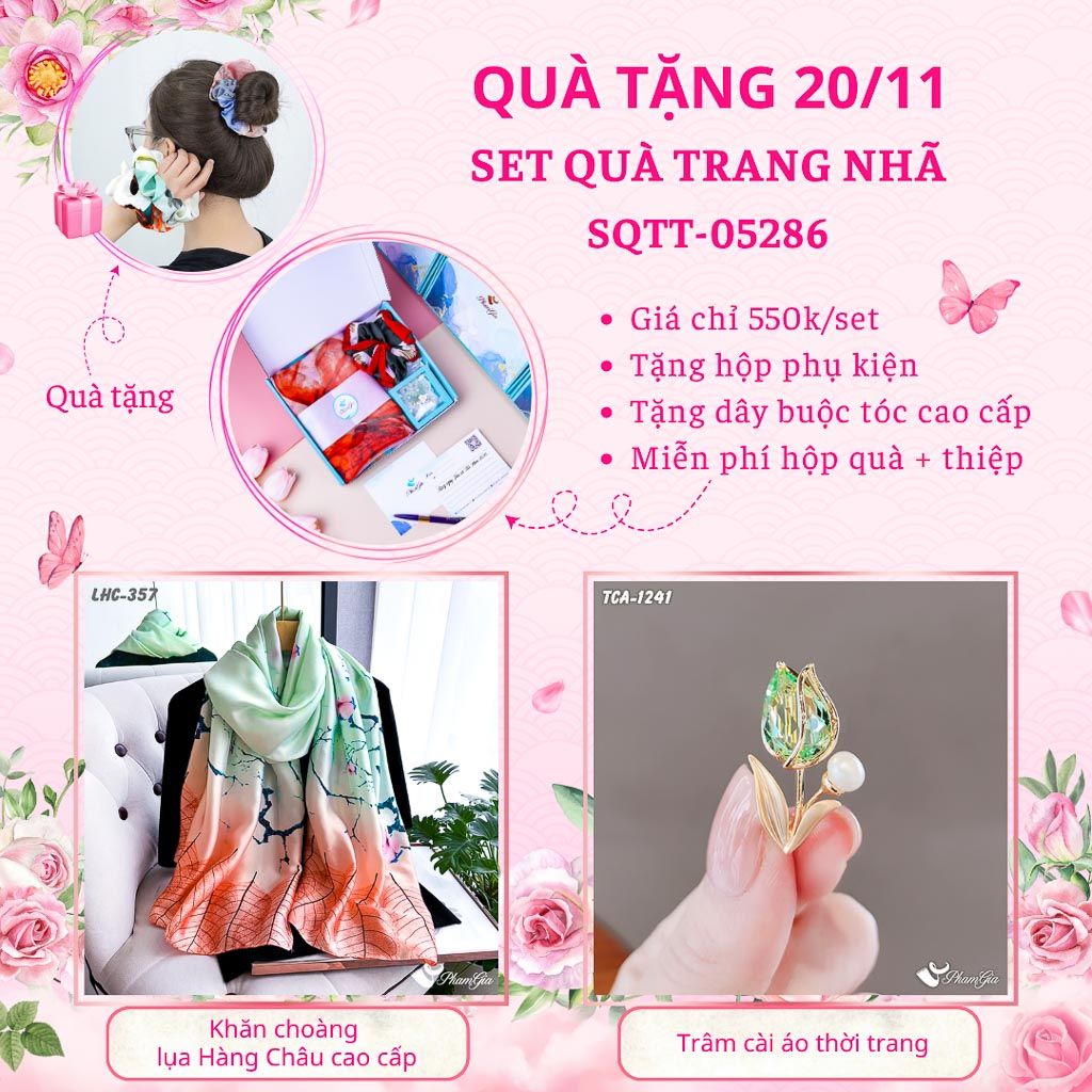 Set Quà Tặng Khăn Lụa Và Ghim Cài Áo Trang Nhã (SQTT05286)