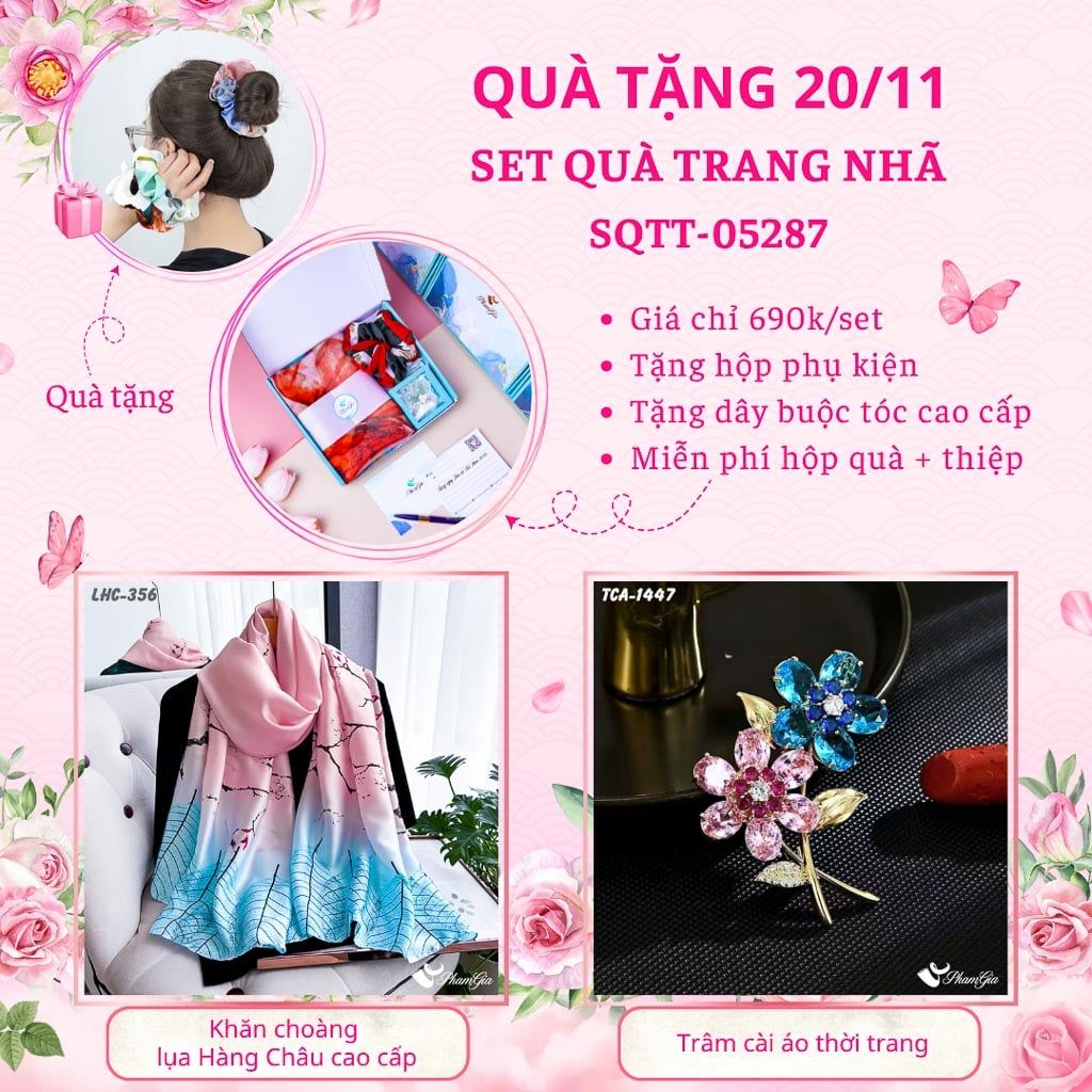 Set Quà Tặng Khăn Lụa Và Ghim Cài Áo Trang Nhã (SQTT05287)