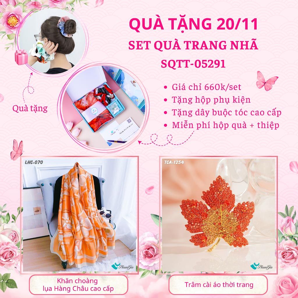 Set Quà Tặng Khăn Lụa Và Ghim Cài Áo Trang Nhã (SQTT05291)