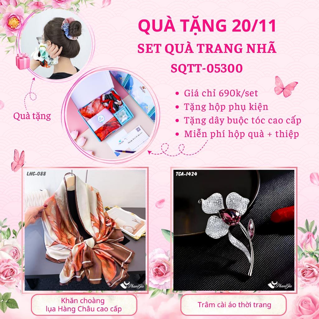 Set Quà Tặng Khăn Lụa Và Ghim Cài Áo Trang Nhã (SQTT05300)