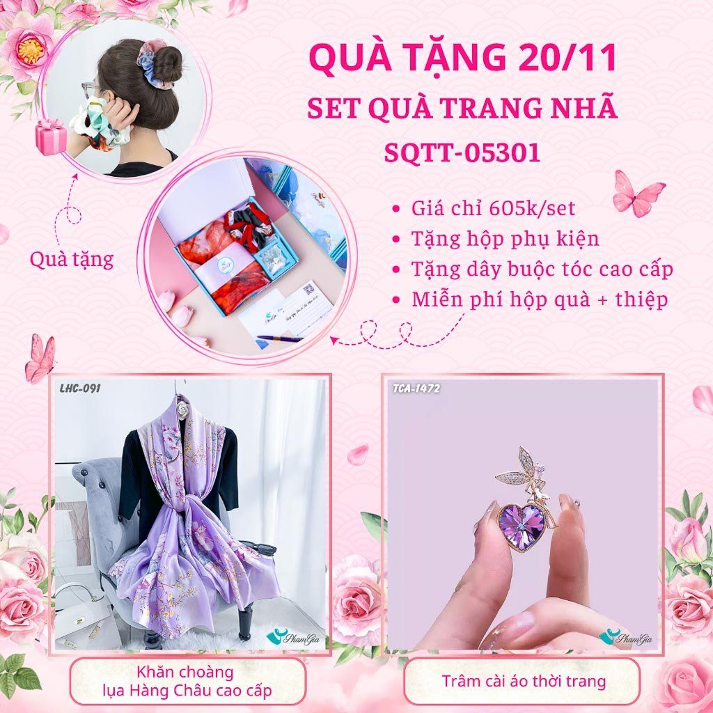 Set Quà Tặng Khăn Lụa Và Ghim Cài Áo Trang Nhã (SQTT05301)