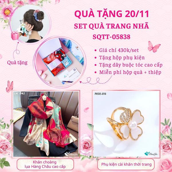 Set Quà Tặng Khăn Lụa Và Phụ Kiện Cài Khăn Trang Nhã (SQTT05838)
