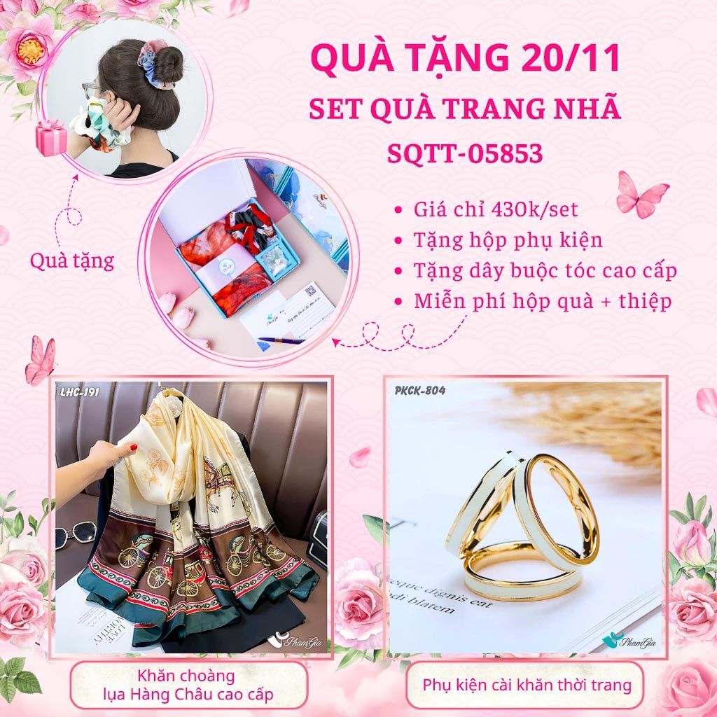 Set Quà Tặng Khăn Lụa Và Phụ Kiện Cài Khăn Trang Nhã (SQTT05853)