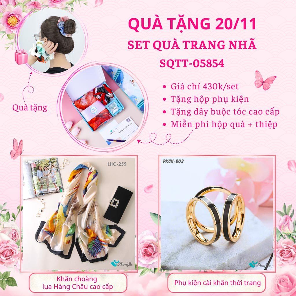 Set Quà Tặng Khăn Lụa Và Phụ Kiện Cài Khăn Trang Nhã (SQTT05854)