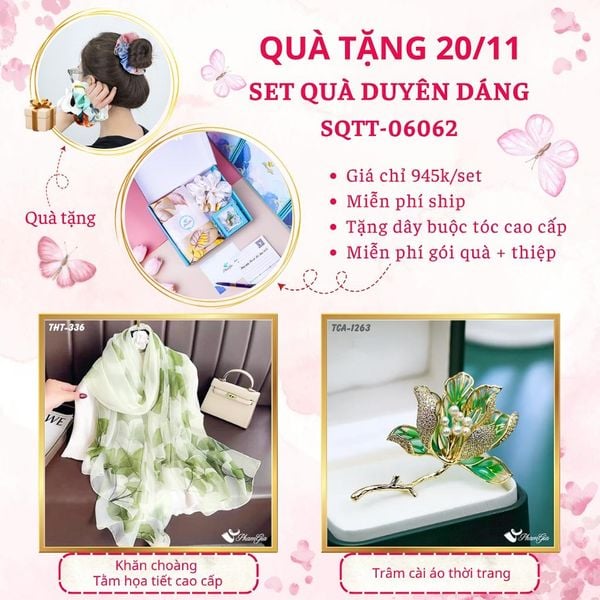 Set Quà Tặng Khăn Choàng Tằm Họa Tiết Và Ghim Cài Áo Duyên Dáng (SQTT06062)