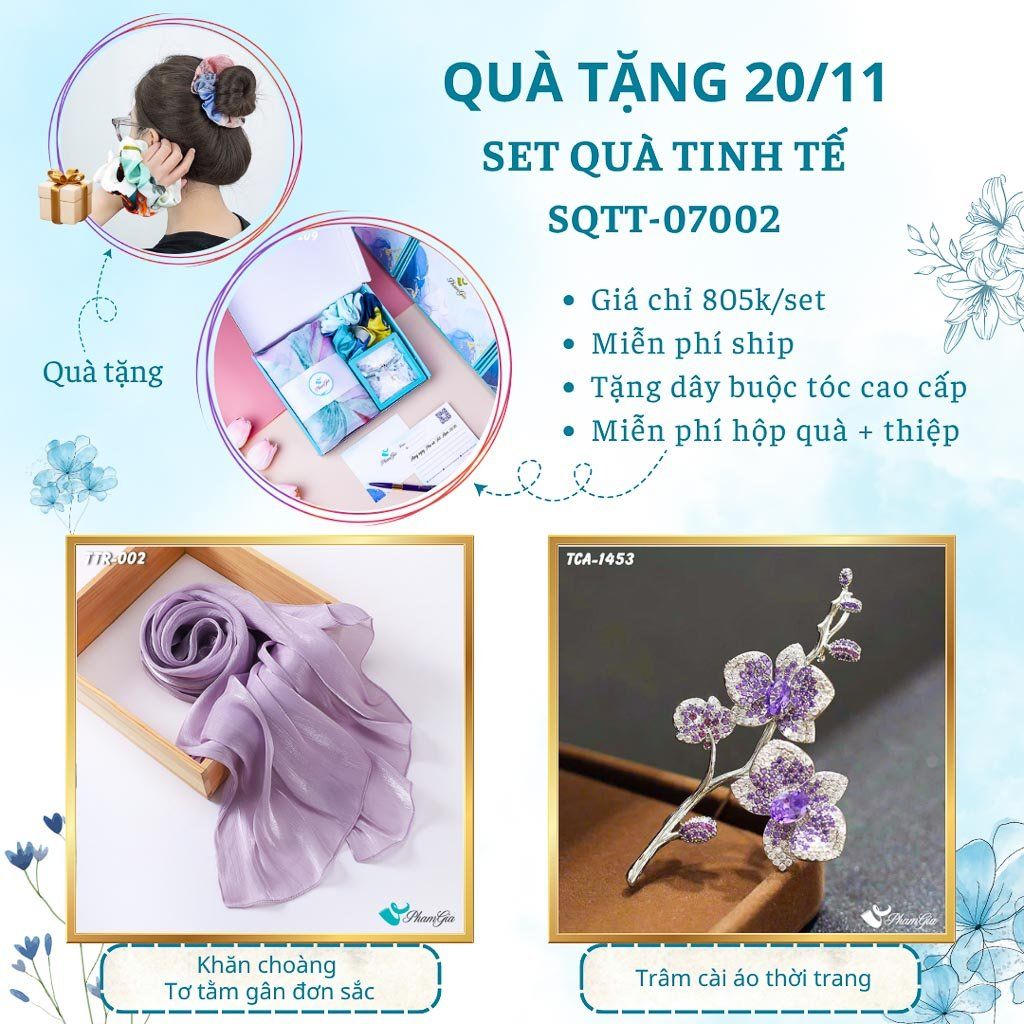 Set Quà Tặng Khăn Tằm Gân Đơn Sắc Và Ghim Cài Áo Tinh Tế (SQTT07002)