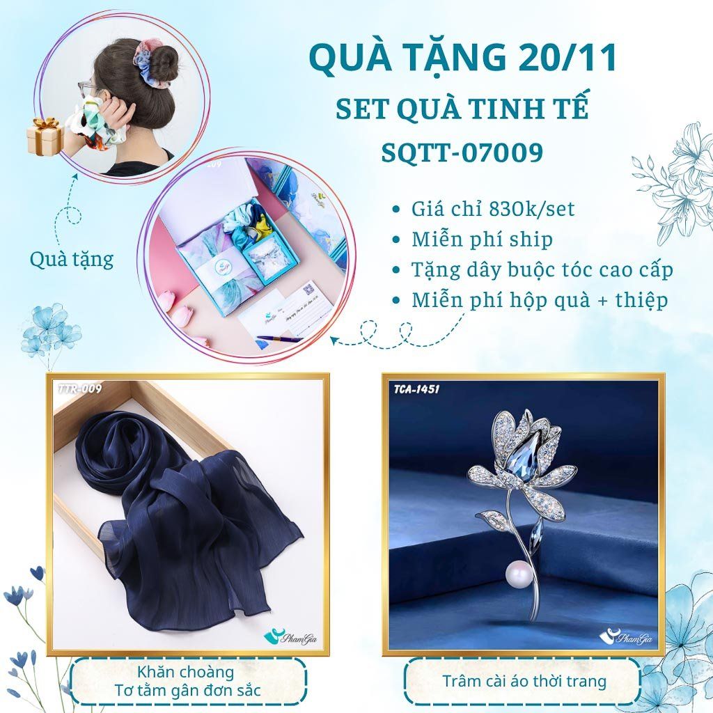 Set Quà Tặng Khăn Tằm Gân Đơn Sắc Và Ghim Cài Áo Tinh Tế (SQTT07009)