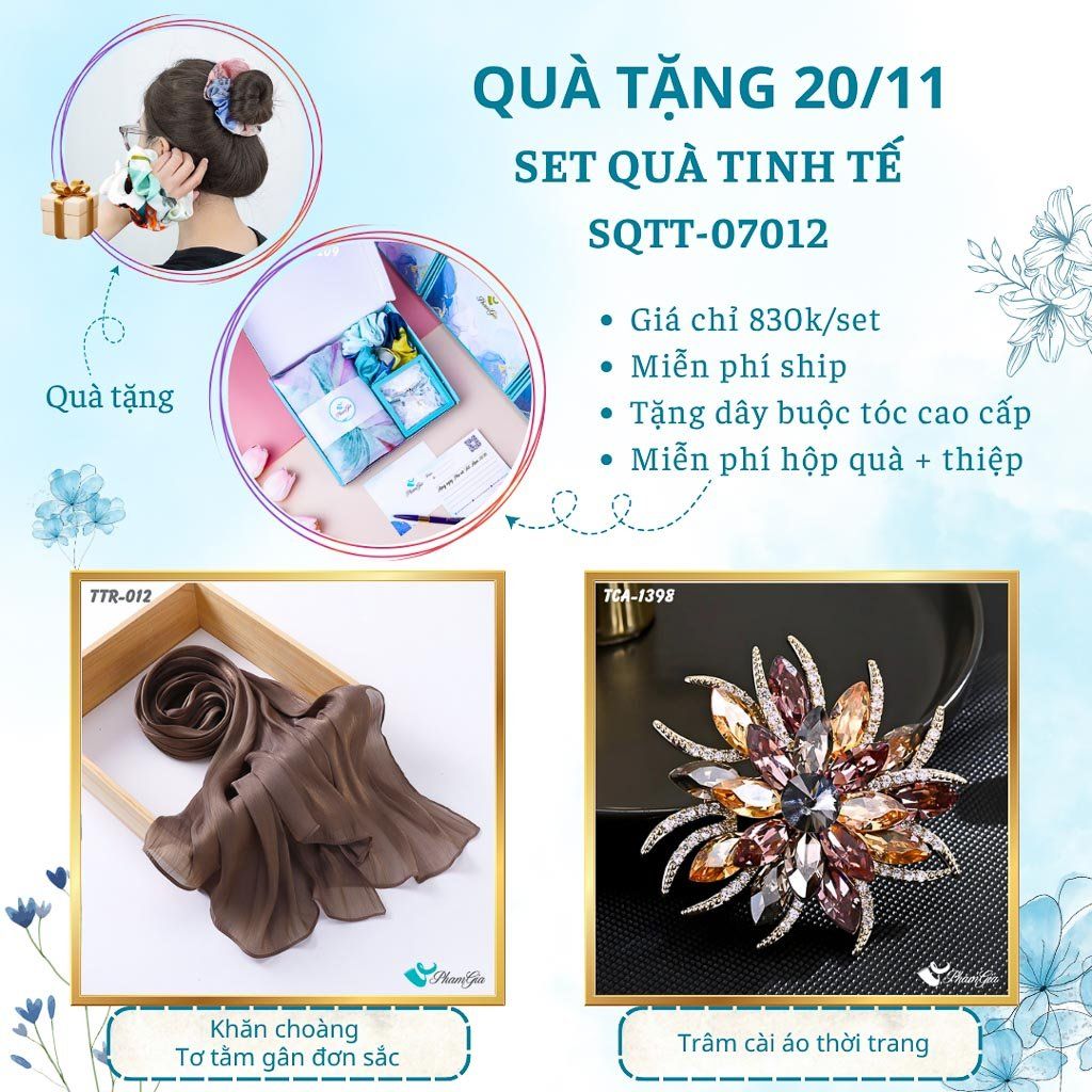 Set Quà Tặng Khăn Tằm Gân Đơn Sắc Và Ghim Cài Áo Tinh Tế (SQTT07012)