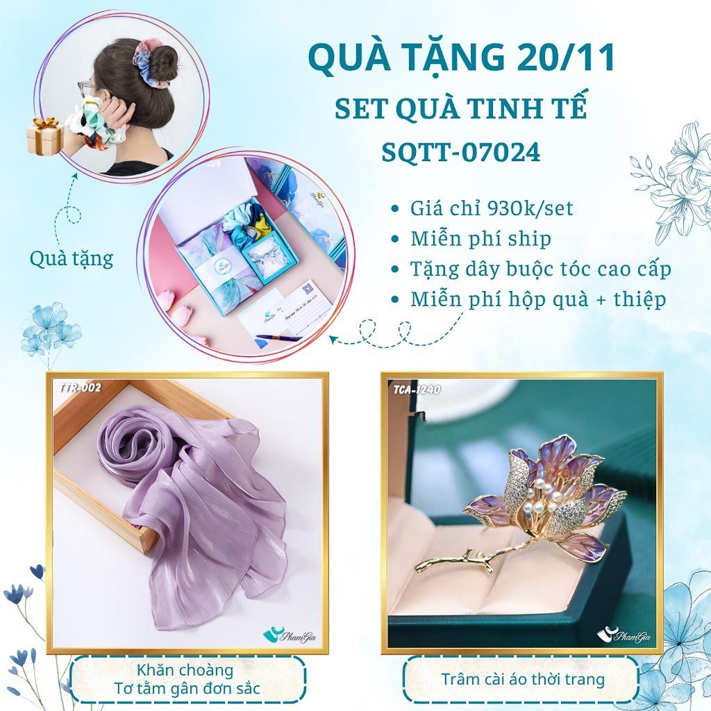 Set Quà Tặng Khăn Tằm Gân Đơn Sắc Và Ghim Cài Áo Tinh Tế (SQTT07024)