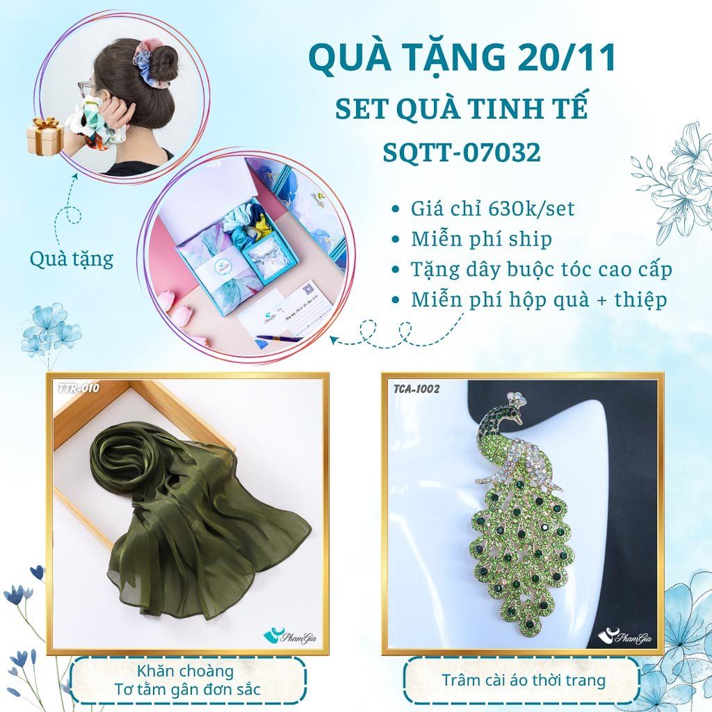 Set Quà Tặng Khăn Tằm Gân Đơn Sắc Và Ghim Cài Áo Tinh Tế (SQTT07032)