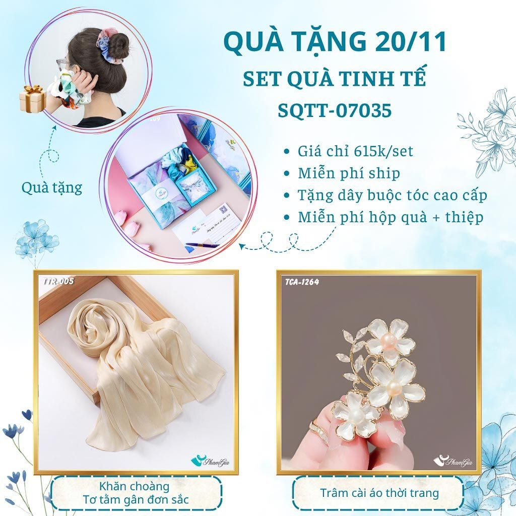 Set Quà Tặng Khăn Tằm Gân Đơn Sắc Và Ghim Cài Áo Tinh Tế (SQTT07035)
