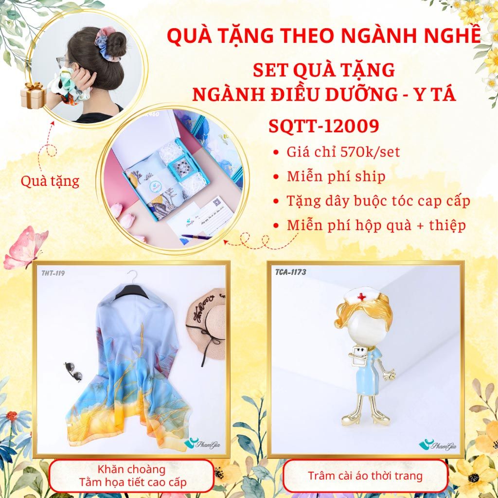 Set Quà Khăn Tằm Và Ghim Cài Áo Cho Ngành Điều Dưỡng - Y Tá (SQTT12009)