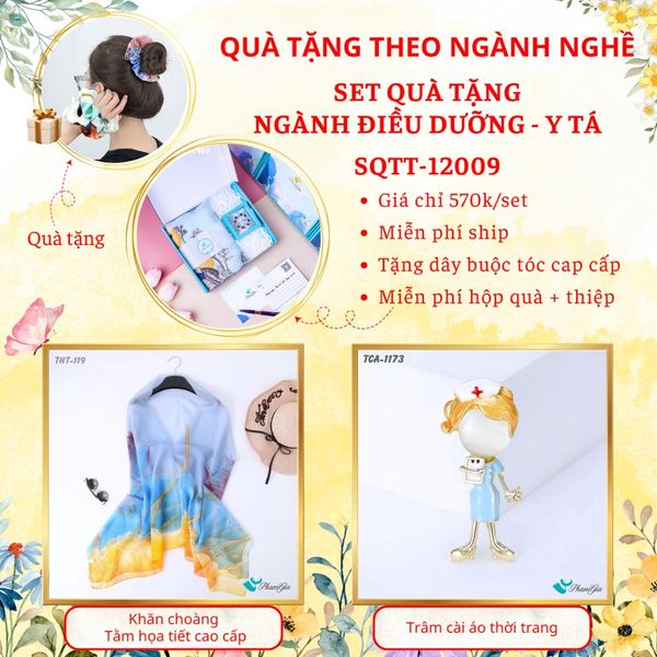 Set Quà Khăn Tằm Và Ghim Cài Áo Cho Ngành Điều Dưỡng - Y Tá (SQTT12009)