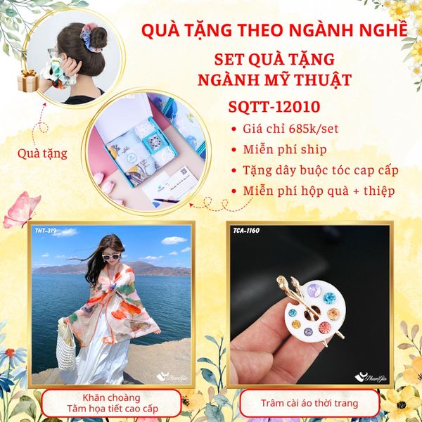 Set Quà Khăn Tằm Và Ghim Cài Áo Cho Ngành Mỹ Thuật (SQTT12010)