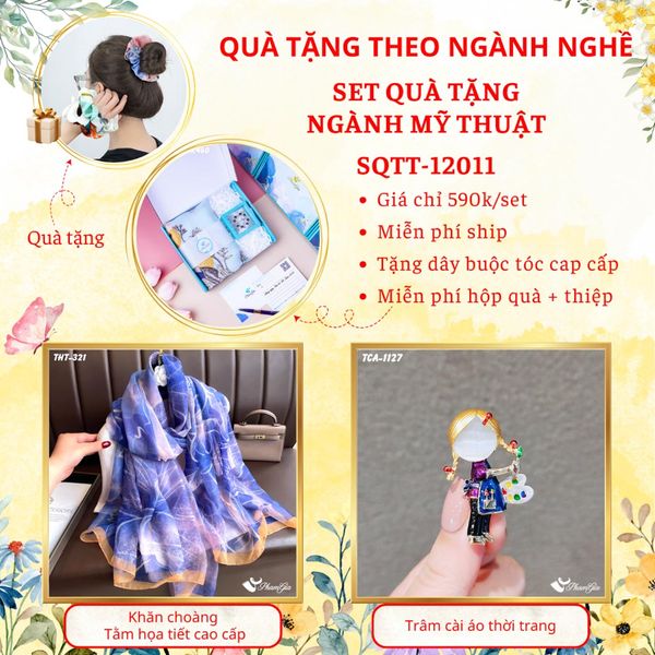 Set Quà Khăn Tằm Và Ghim Cài Áo Cho Ngành Mỹ Thuật (SQTT12011)