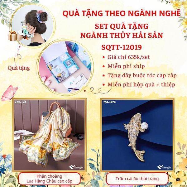 Set Quà Khăn Lụa Và Ghim Cài Áo Cho Ngành Thủy Hải Sản (SQTT12019)