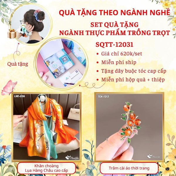Quà Tặng Theo Ngành Nghề - Set Quà Khăn Lụa Và Ghim Cài Áo Cho Ngành Trồng Trọt (SQTT12031)