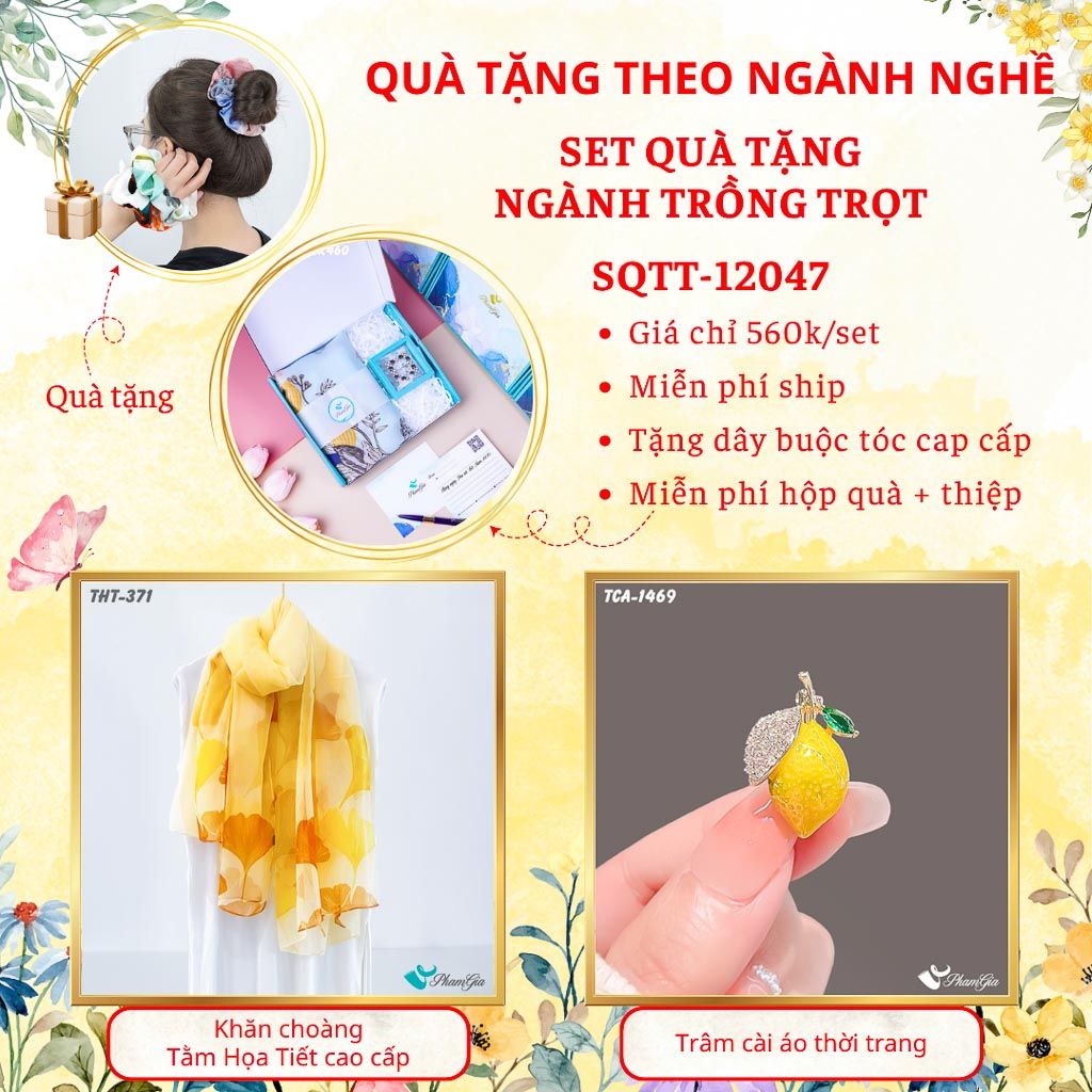 Set Quà Khăn Tằm Và Ghim Cài Áo Cho Ngành Trồng Trọt (SQTT12047)