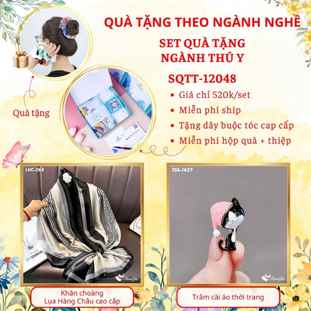 Set Quà Khăn Lụa Và Ghim Cài Áo Cho Ngành Thú Y (SQTT12048)