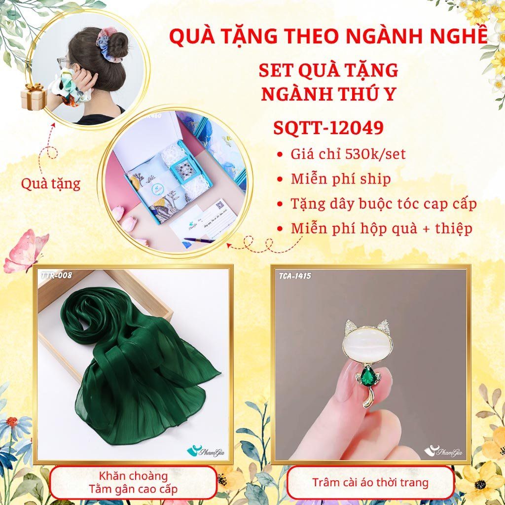 Set Quà Khăn Tằm Và Ghim Cài Áo Cho Ngành Thú Y (SQTT12049)