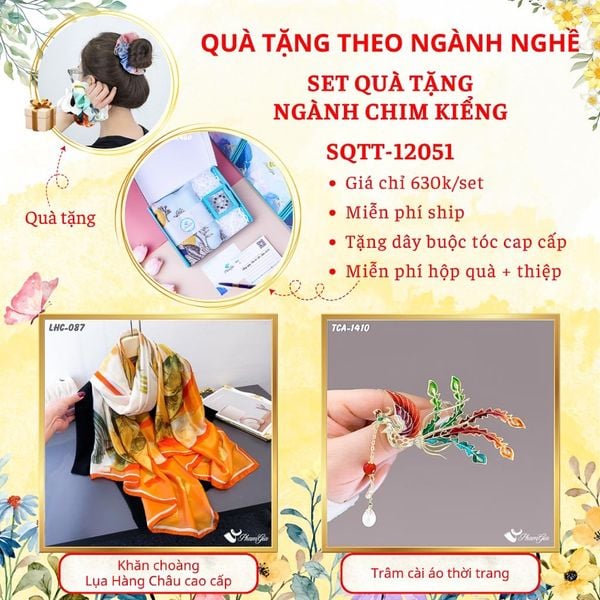 Set Quà Khăn Linen Và Ghim Cài Áo Cho Ngành Chim Kiểng (SQTT12051)