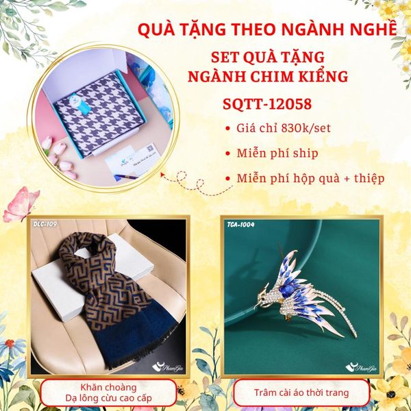 Quà Tặng Theo Ngành Nghề - Set Quà Khăn Dạ Lông Cừu Và Ghim Cài Áo Cho Ngành Chim Kiểng (SQTT12058)