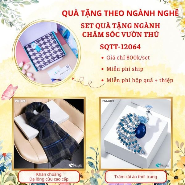Quà Tặng Theo Ngành Nghề - Set Quà Khăn Dạ Lông Cừu Và Ghim Cài Áo Cho Ngành Chăm Sóc Vườn Thú (SQTT12064)
