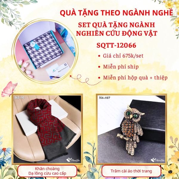 Quà Tặng Theo Ngành Nghề - Set Quà Khăn Dạ Lông Cừu Và Ghim Cài Áo Cho Ngành Nghiên Cứu Động Vật (SQTT12066)