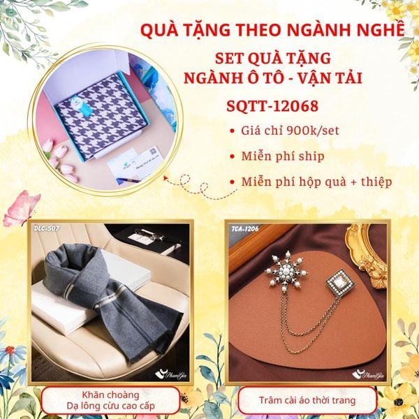 Quà Tặng Theo Ngành Nghề - Set Quà Khăn Dạ Lông Cừu Và Ghim Cài Áo Cho Ngành Ô Tô - Vận Tải (SQTT12068)
