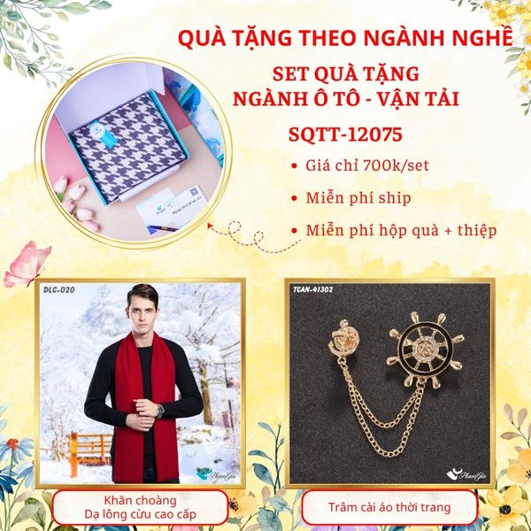 Quà Tặng Theo Ngành Nghề - Set Quà Khăn Dạ Lông Cừu Và Ghim Cài Áo Cho Ngành Ô Tô - Vận Tải (SQTT12075)