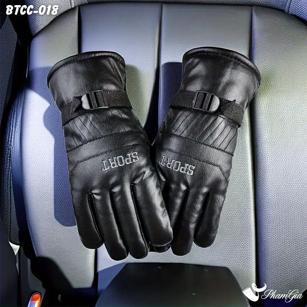 Găng Tay Da Lót Lông 2 Lớp Siêu Dày Giữ Ấm Mùa Đông, Chuyên Dụng Đi Tuyết Màu Đen (BTCC018)