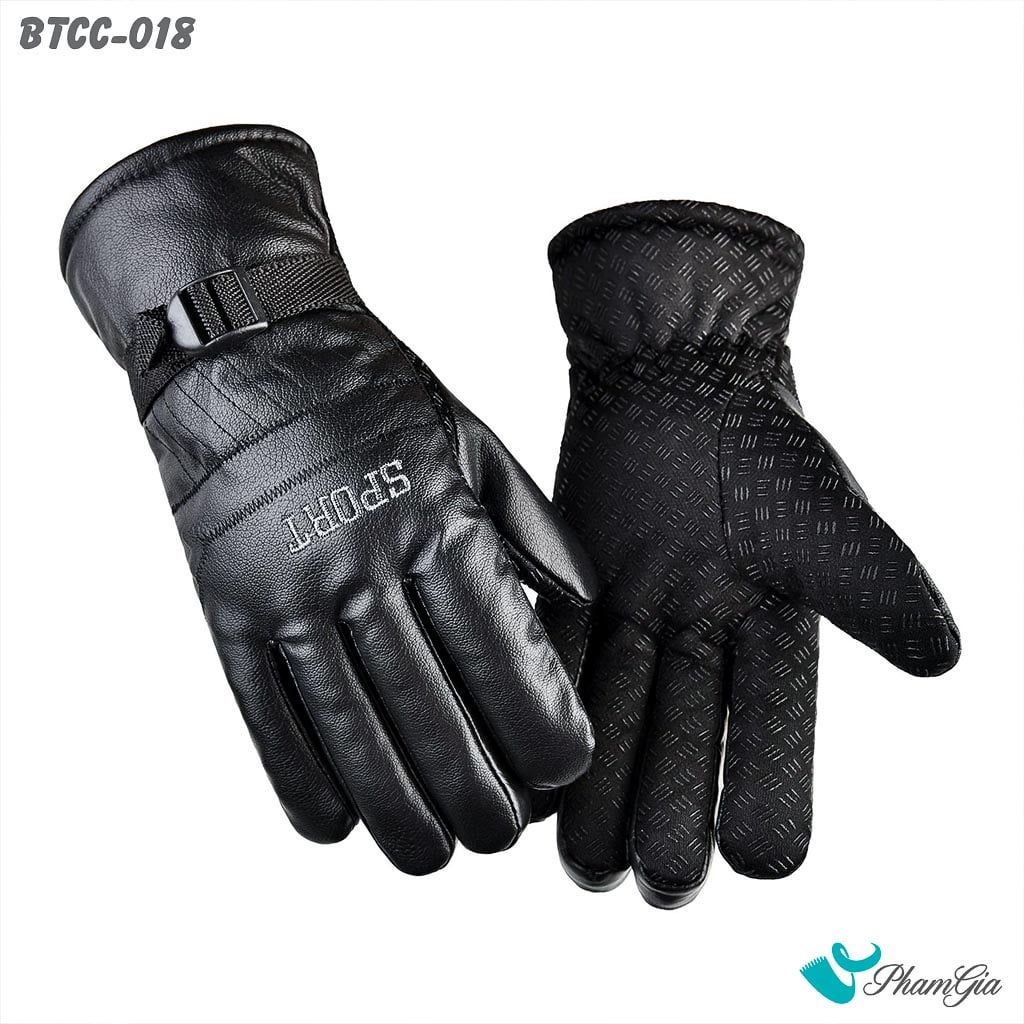 Găng Tay Da Lót Lông 2 Lớp Siêu Dày Giữ Ấm Mùa Đông, Chuyên Dụng Đi Tuyết Màu Đen (BTCC018)