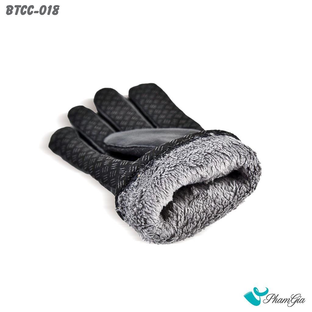 Găng Tay Da Lót Lông 2 Lớp Siêu Dày Giữ Ấm Mùa Đông, Chuyên Dụng Đi Tuyết Màu Đen (BTCC018)