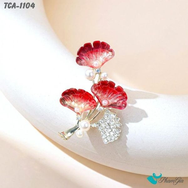 Ghim Cài Áo Hoa Cánh Quạt Tráng Men Đính Đá Phong Cách Retro (TCA1104)