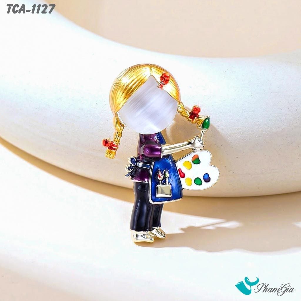 Ghim Cài Áo Cô Gái Họa Sĩ Dễ Thương (TCA1127)
