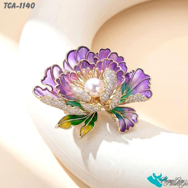 Ghim Cài Áo Hoa Mẫu Đơn Đính Ngọc Trai Sang Trọng (TCA1140)