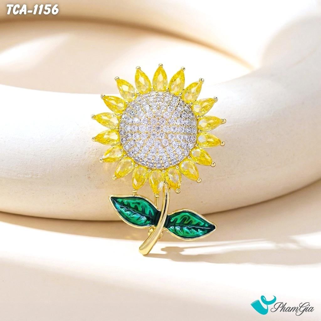 Ghim Cài Áo Hoa Hướng Dương Đính Đá Pha Lê Dễ Thương (TCA1156)