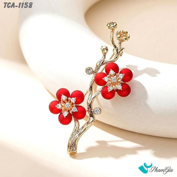Ghim Cài Áo Hoa Anh Đào Đính Đá Phong Cách Retro (TCA1158)