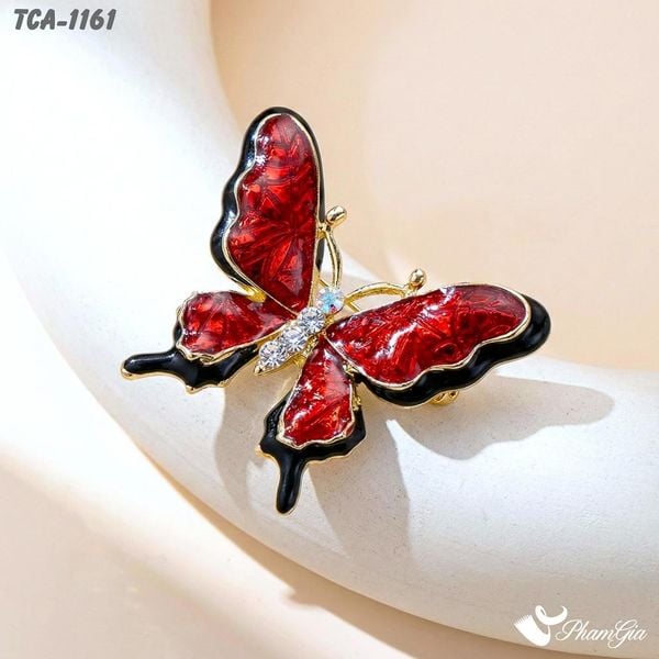 Ghim Cài Áo Bướm Tráng Men Đính Đá Phong Cách Vintage (TCA1161)