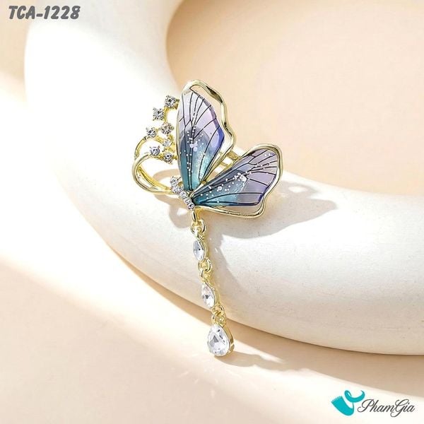 Ghim Cài Áo Cánh Bướm Đính Đá Thanh Lịch Màu Tím (TCA1228)