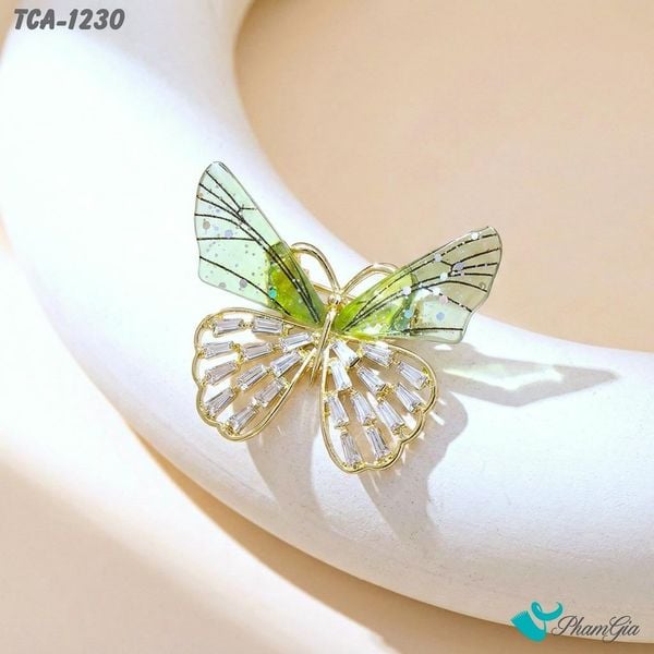 Ghim Cài Áo Bướm Xanh Đính Đá Tinh Tế Màu Xanh (TCA1230)