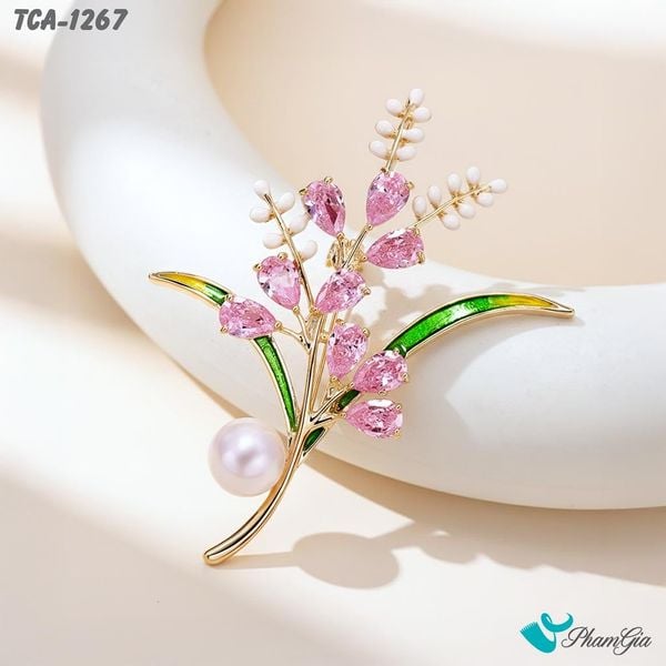 Ghim Cài Áo Cành Hoa Lan Đính Đá Hồng Tinh Tế (TCA1267)