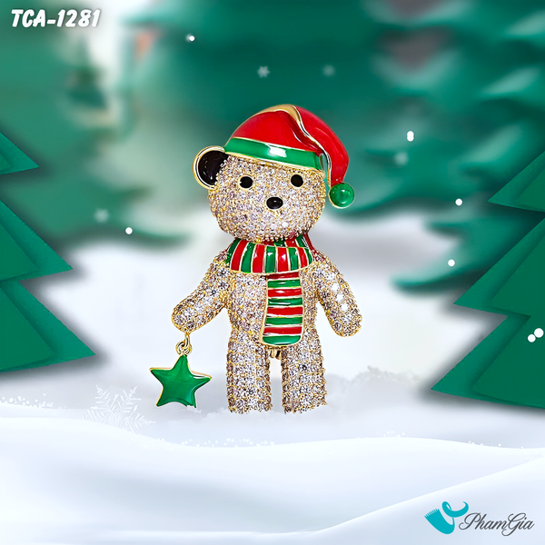 Ghim Cài Áo Gấu Teddy Giáng Sinh (TCA1281)