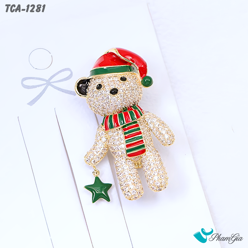 Ghim Cài Áo Gấu Teddy Giáng Sinh (TCA1281)