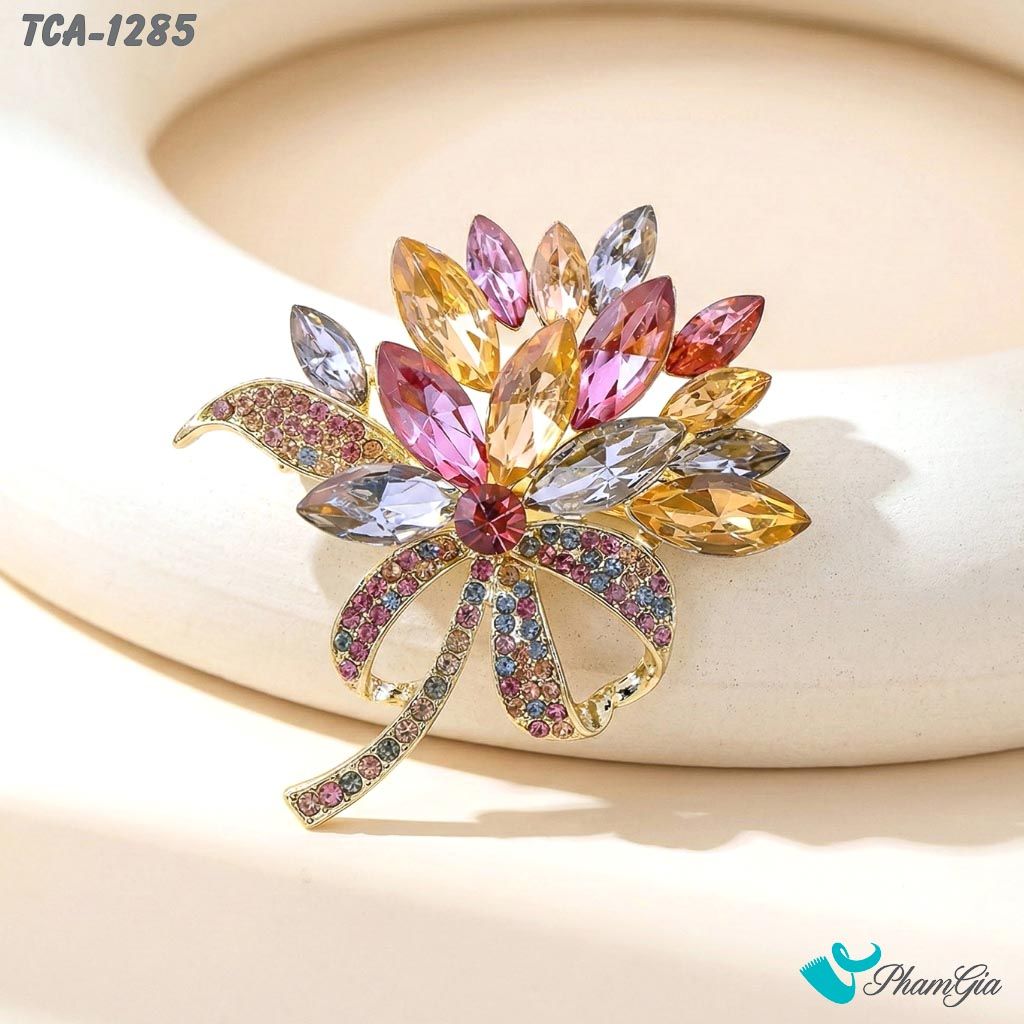 Ghim Cài Áo Hoa Pha Lê Tím (TCA1285)