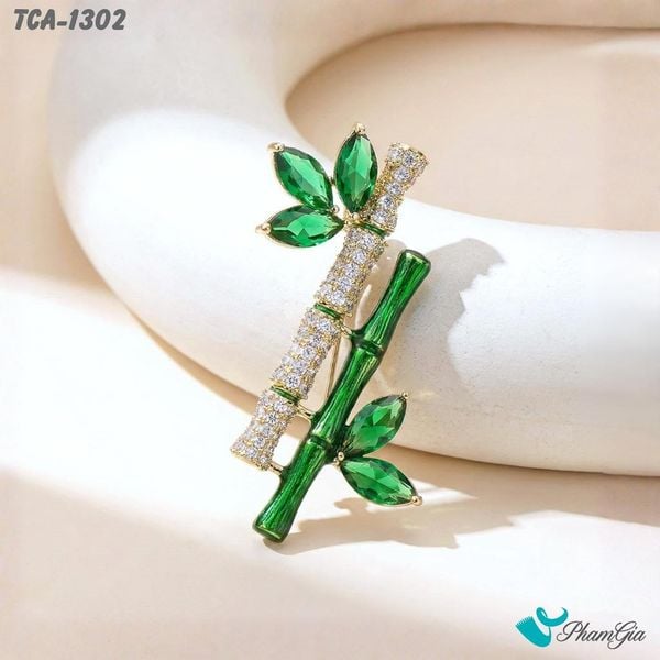 Ghim Cài Áo Song Tre Đính Đá Pha Lê Sang Trọng (TCA1302)